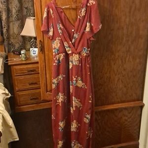 Maurice long red flowered drrss